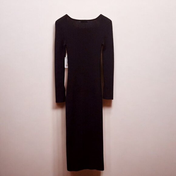 NWT Moon River Sweetheart Neck Flared Long Sleeve Ribbed Sweater Midi Dress - Picture 3 of 8